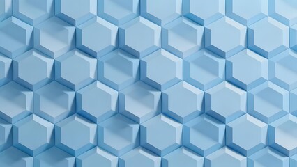 Abstract blue hexagonal geometric pattern with 3D texture