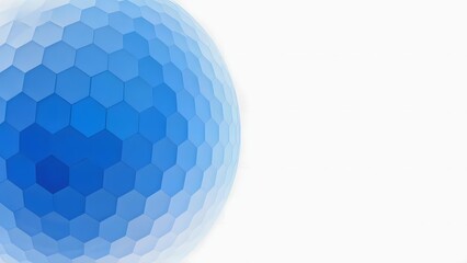 Blue hexagonal sphere with gradient shading on a white background