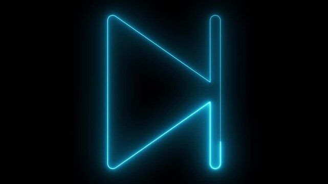 Purple Neon Fast Forward Icon on Black Background next. abstract, arrow, audio