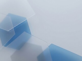 Clean Minimalist Abstract Background with Overlapping Translucent Blue and White Geometric Forms