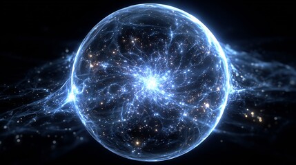 Universe nothing paradox glowing sphere emerging from void symbolic visualization of spontaneous creation abstract quantum cosmology