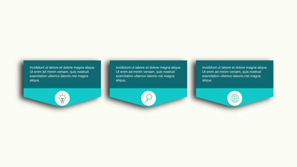 Fototapeta premium modern design template for infographics. Infographic template for business. Business infographic template. 3 Step timeline journey. Process diagram, 3 options on white background, Infograph elements,