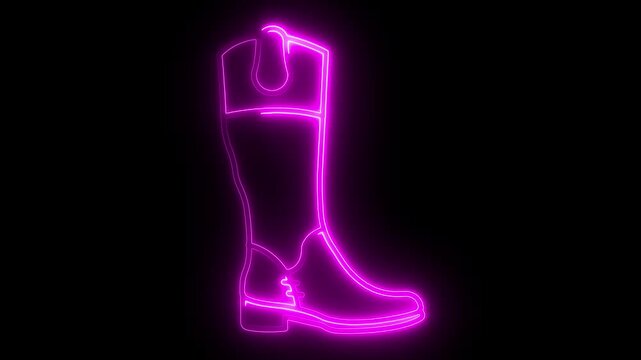 Glowing neon Woman shoe with high heel icon animation on black background. high heel shoe icon. glamour, glow, heel, heeled, heels, high, high-