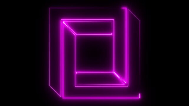 red Neon rectangle frame loop animation. rectangular glowing frame with moving line. neon shape line animation. flickering neon border frame animation. blue, border, border