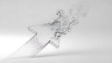 upward trending financial graph dissolving into smoke symbolizing market volatility and economic uncertainty in a digital business concept background
