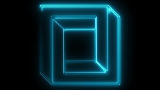 red Neon rectangle frame loop animation. rectangular glowing frame with moving line. neon shape line animation. flickering neon border frame animation. border - frame, bright, cyan color