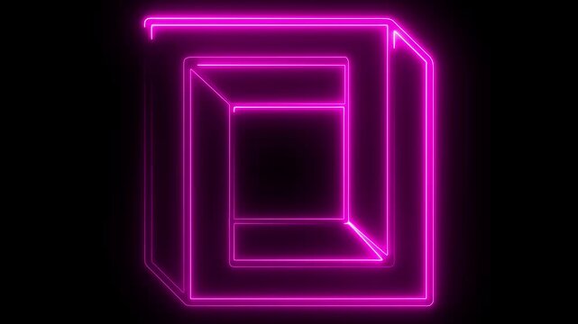 red Neon rectangle frame loop animation. rectangular glowing frame with moving line. neon shape line animation. flickering neon border frame animation. blue, border, border - frame, bright, 