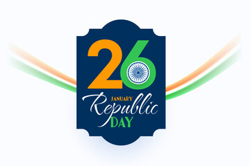 indian republic day 26th january banner with ashok chakra and flowing flag