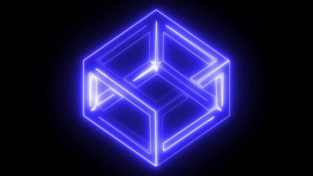  glowing neon pink and blue color bordar frame display box round shape box. light, loop, minimal, modern, neon, outline, pink, pulsing, simple, square, 