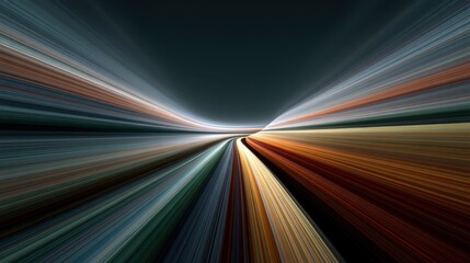 Abstract Light Trails in Motion Conveying Speed and Energy with Dynamic Colors Radiating From a Continuous Flow in Dark Background