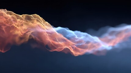 Abstract colorful digital wave pattern with light effects showcasing dynamic fluidity and movement in a dark background for creative projects