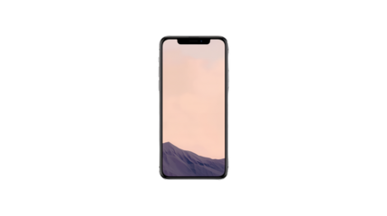 Smartphone Mockup with Mountain Landscape Screen Isolated on Black Background