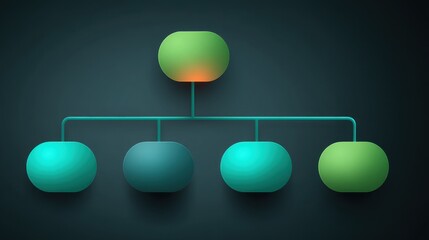 Abstract infographic of a modern hierarchical structure with colorful rounded shapes on a dark background for business and technology presentations