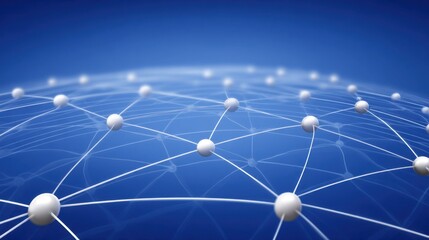 Abstract representation of a network connection with nodes and lines against a blue background showcasing technology and digital communication concepts