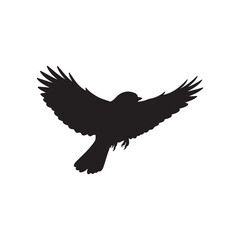 Obraz premium Robin bird flying silhouette vector flat illustration design on white background.