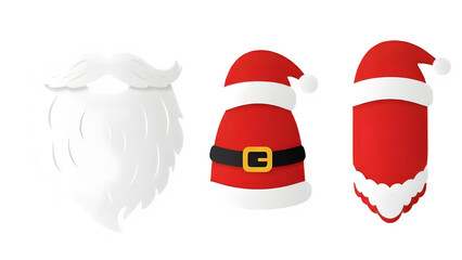 Santa claus hat and beard isolated on transparent background