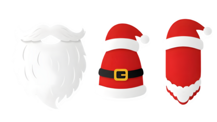 Santa claus hat and beard isolated on transparent background
