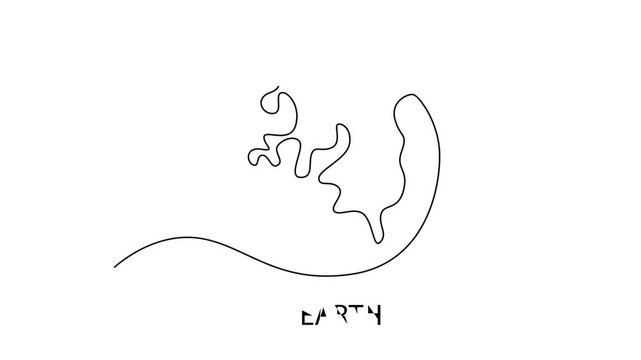 Earth. Moon, Star, Sun  and planet concept. Single line draw design. Full length animation illustration. High quality 4k footage