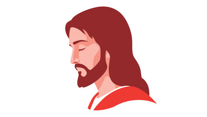 Profile Portrait Of Jesus Christ In Red Garment. © Hakagraph