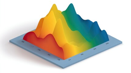 Abstract 3D Data Visualization of Colorful Peaks and Valleys Representing Statistical Information in a Modern Style