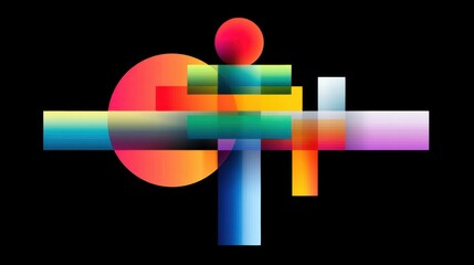 Abstract geometric composition featuring vibrant colors, gradients, and circular shapes that evoke creativity and modern artistic expression in digital art