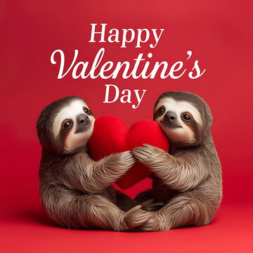 Two sloths celebrating valentine's day