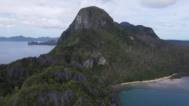 The aerial view of Bacuit Bay in the Philippines