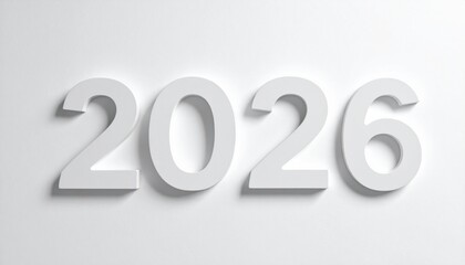 Modern 2026 signage in sleek white background for business planning