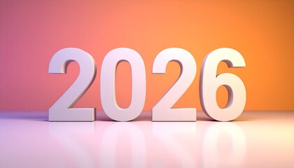 New year 2026 concept with large white numbers on colorful background
