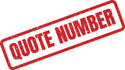 A grunge effect rectangular rubber stamp displaying QUOTE NUMBER for office document identification