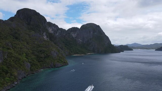 The aerial view of Bacuit Bay in the Philippines