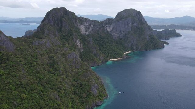 The aerial view of Bacuit Bay in the Philippines
