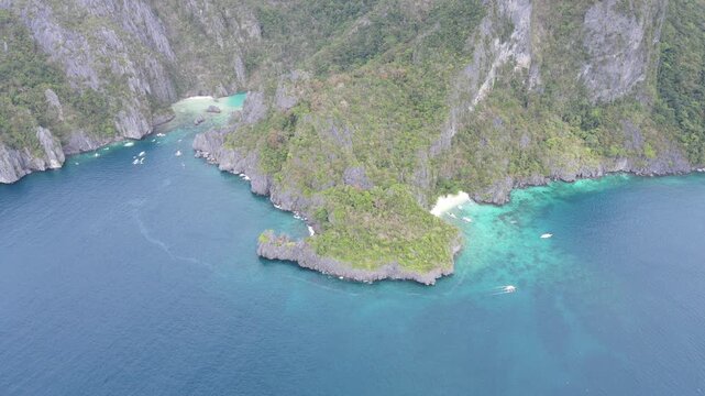 The aerial view of Bacuit Bay in the Philippines