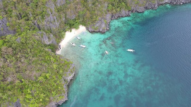 The aerial view of Bacuit Bay in the Philippines