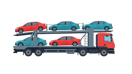 Naklejka premium Car Carrier Truck Transporting New Vehicles.