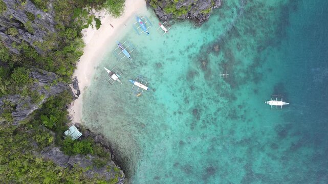 The aerial view of Bacuit Bay in the Philippines