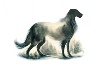 Wolfhound in misty forest silhouette