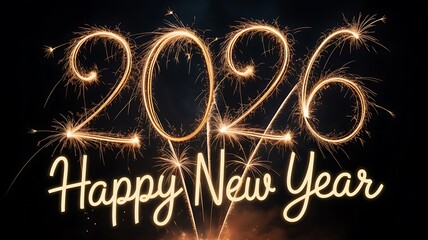 Sparkling 2026 Happy New Year fireworks display, creating a magical celebration with light and joy