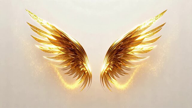 Golden glowing angel wings