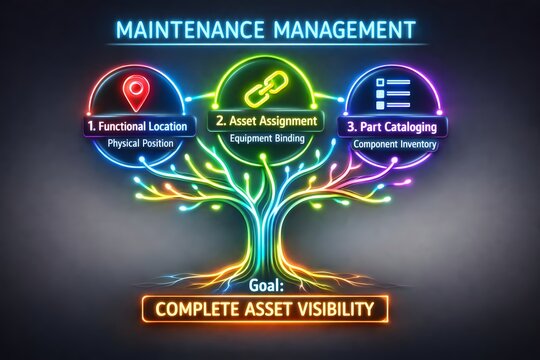 Comprehensive maintenance management infographic showing strategies from reactive to predictive for asset care
