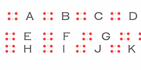 Braille characters representing letters a through k displayed on a white background