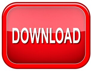Glossy red button with rounded rectangle shape containing the word "DOWNLOAD" in white letters