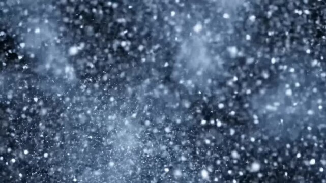 A flurry of snowflakes in a winter storm