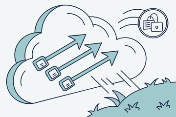  Cloud Computing with Data Sync Arrows Icon Representing Online Storage and Networked Data