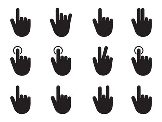 Obraz premium Collection of hand icons illustrating various digital gestures