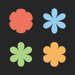 Abstract Flower Petal Shapes Set in Pastel Colors on Dark Background