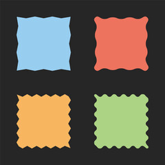 Abstract Wavy Square Labels Set in Pastel Colors on Dark Background