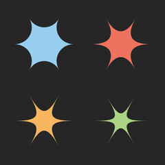 Abstract Sharp Star Shapes Set in Pastel Colors on Dark Background