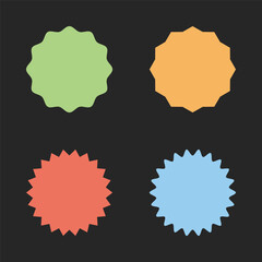 Colorful Abstract Badge Shapes Set on Dark Background