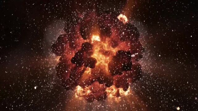 Celestial body ablaze amidst starry expanse
